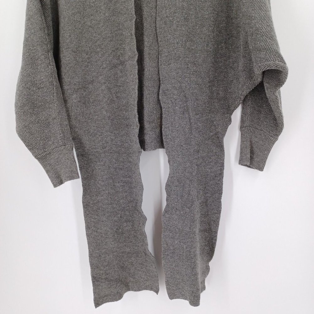 SEEK THE LABEL Sz XS Gray Ribbed Tie Front Half Sleeve Cardigan Fall Cozy Modern - Picture 7 of 15